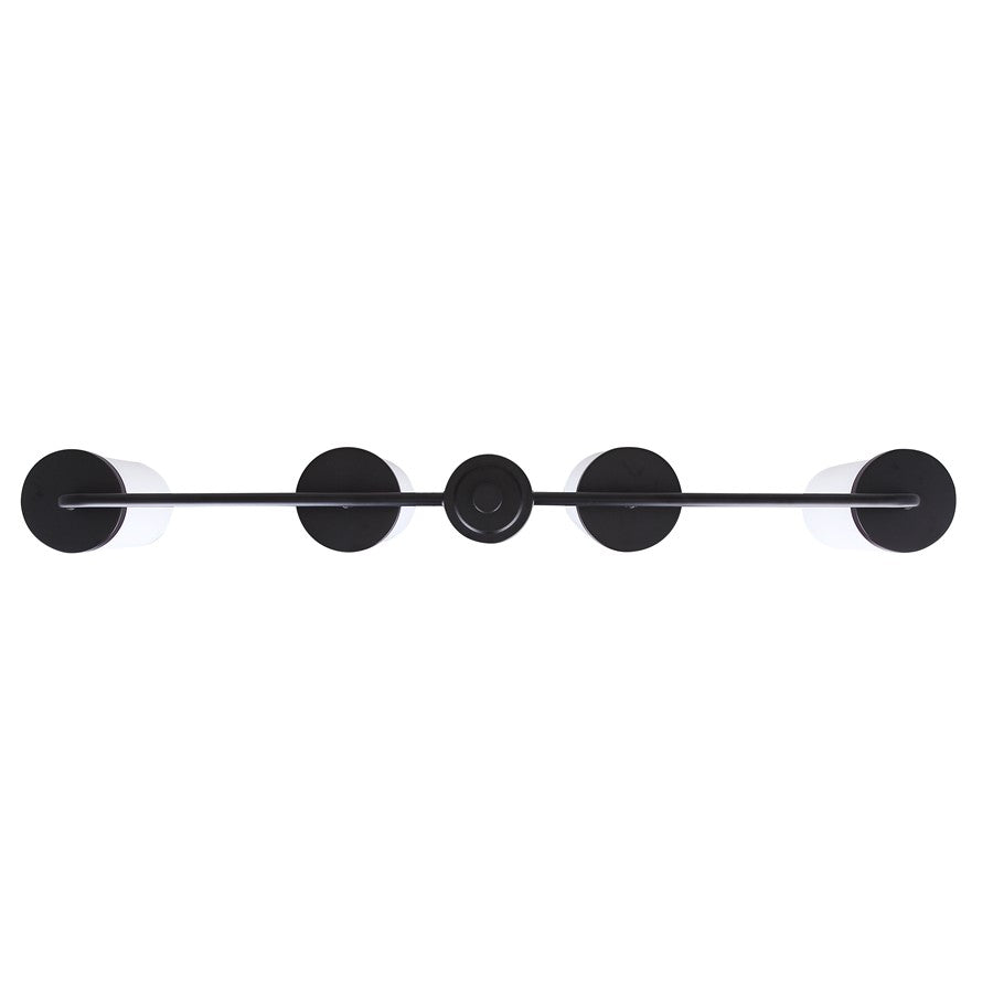Canarm Malloy 4-Light 23.25in Chandelier | Matte Black Metal with Opal Glass Shades | Dining Room & Kitchen | Adjustable Height | Model ICH2029B04BK