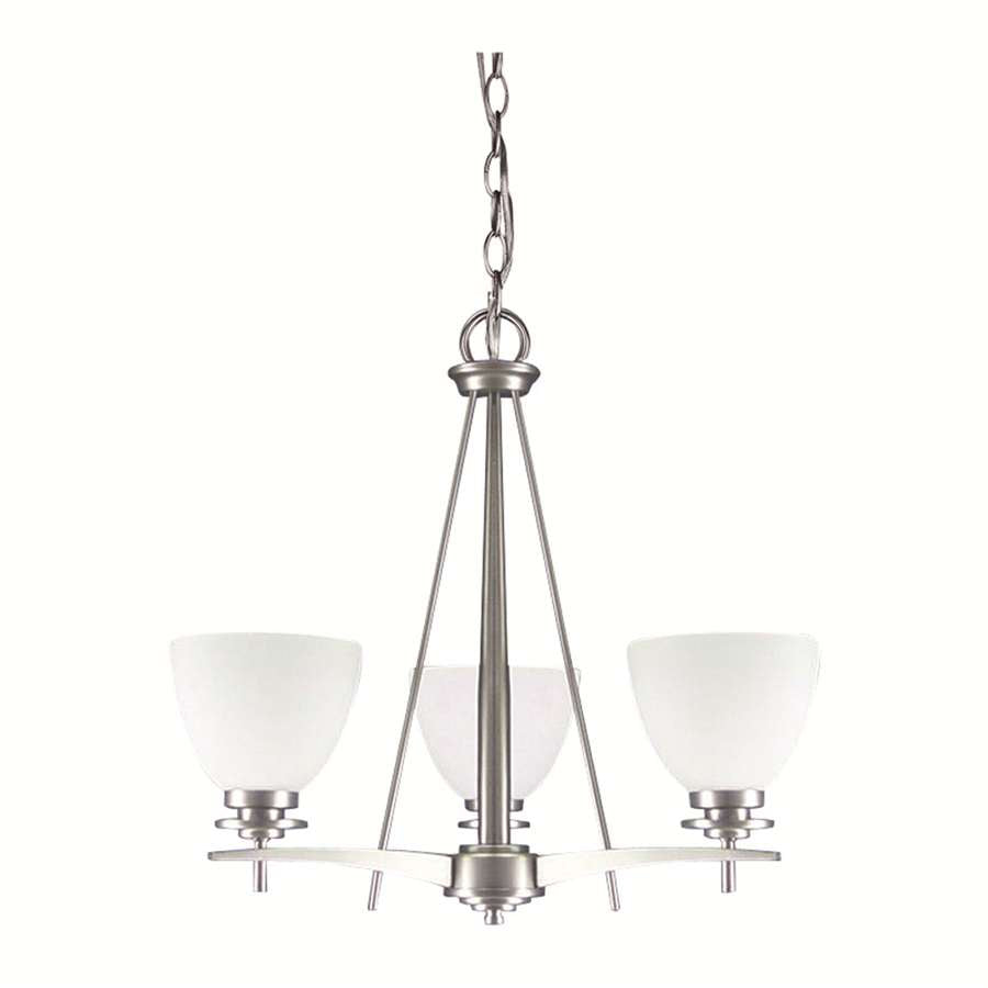 Canarm New Yorker 19in 3-Light Chandelier | Brushed Pewter Steel and Opal Glass | Dining Room & Living Room | 19 x 19 x 18 in | Model ICH256A03BPT