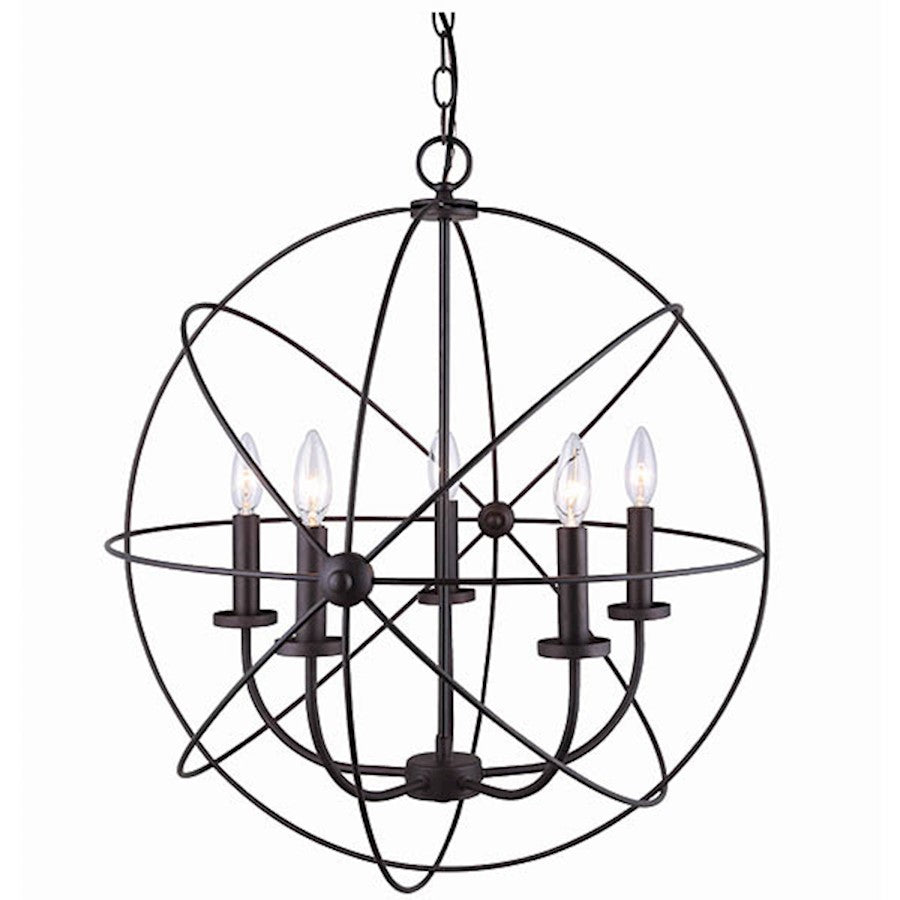 Canarm Sumerside 25in 5-Light Chandelier | Oil Rubbed Bronze Steel/Copper | Dining Room & Living Room | 25 x 26.5 in | Model ICH282B05ORB25