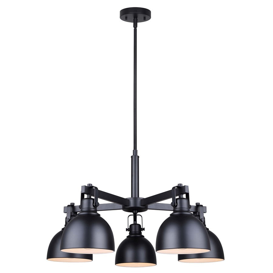 Canarm Polo 25in 5-Light Chandelier | Modern Matte Black Metal | Dining Room & Living Room | 25 x 25 x 17 in | Model ICH622A05BK