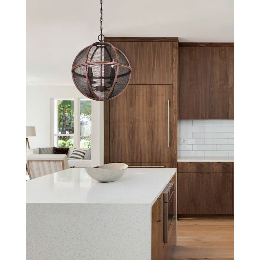 Canarm Freya 18in 4-Light Chandelier | Oil Rubbed Bronze and Brushed Wood | Dining Room & Living Room | 18 x 18 x 20 in | Model ICH761A04RBB18