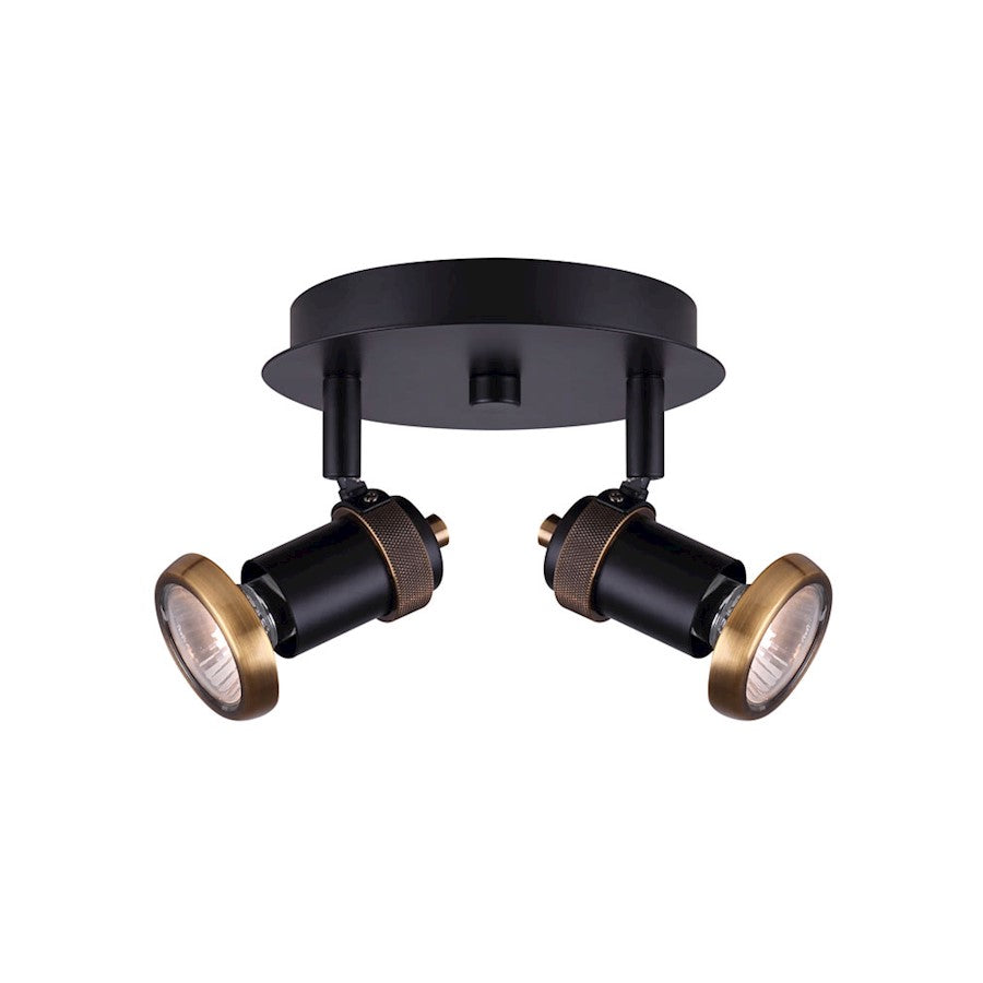 Canarm Tayte 9in 2-Light Track Light | Mid-Century Matte Black and Gold Metal | Kitchen & Living Room Task Lighting | Model ICW1057A02BKG10
