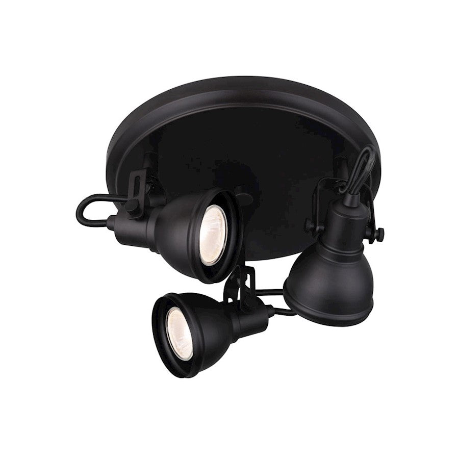 Canarm Polo 10in 3-Light Track Light | Matte Black and Metal | Entryway & Kitchen Island | 10 x 10 x 10 in | Model ICW622A03BK10