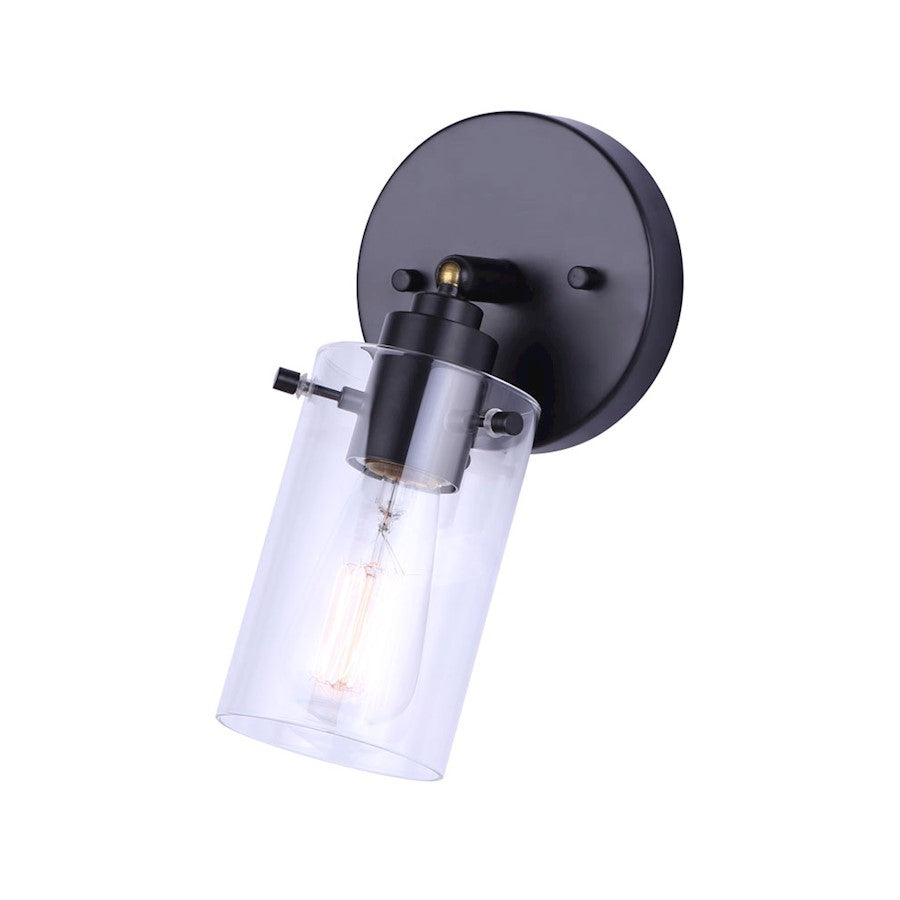 Canarm Joni 1-Light Track Ceiling | Transitional Matte Black and Clear Glass | Kitchen & Living Room Adjustable Track Light | Model ICW759A01BK