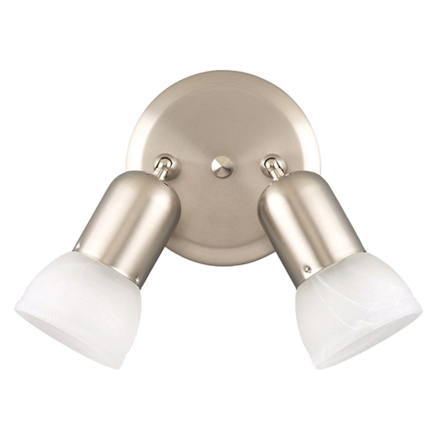 Canarm Jasper 5in 2-Light Flush Mount | Traditional Brushed Pewter and White Alabaster Glass | Hallway & Bedroom | 5 x 5 x 7 in | Model ICW9251