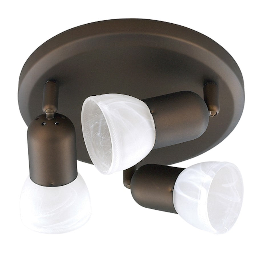 Canarm Jasper 10in 3-Light Flush Mount | Oil Rubbed Bronze and White Alabaster Glass | Bedroom & Hallway Ceiling Light | Model ICW9313