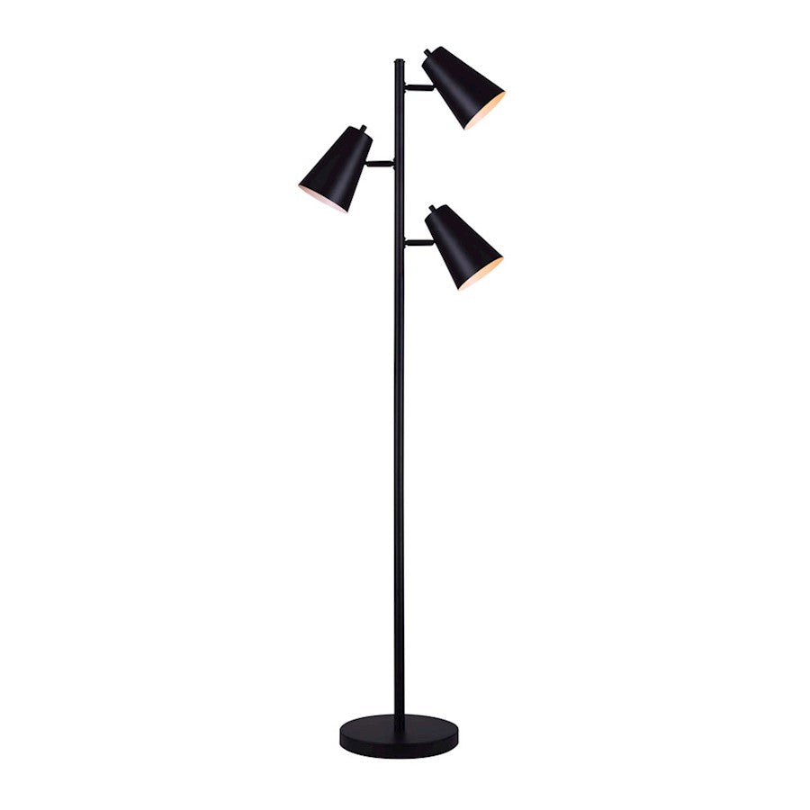 Canarm Orli 67in 3-Light Floor Lamp | Matte Black Adjustable Heads | Office & Bedroom Task Lighting | 18 x 11 x 67 in | Model IFL1056A66BK