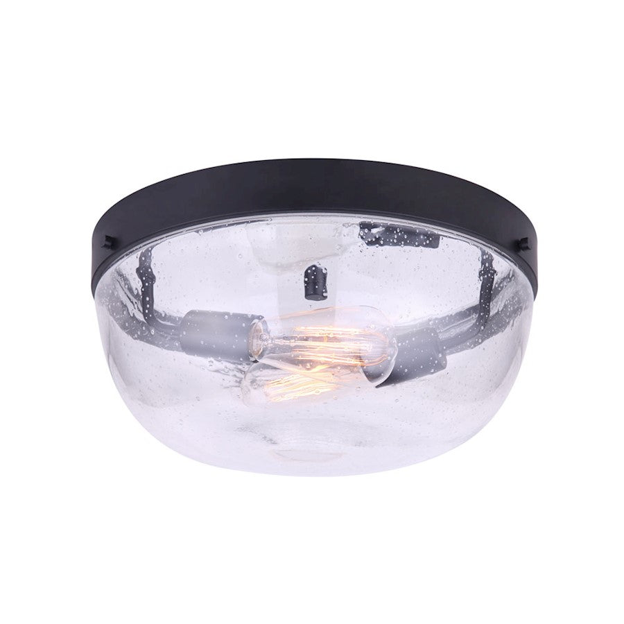 Canarm Kona 13.75in 2-Light Flush Mount | Black Metal | Living Room, Bedroom & Hallway | 13.75 x 13.75 x 6.25 in | Model IFM1013A14BK