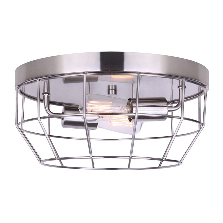 Canarm Alix 13in 2-Light Flush Mount | Modern Brushed Nickel Metal | Bedroom & Hallway Ceiling Light | 13 x 6 in | Model IFM1064A13BN