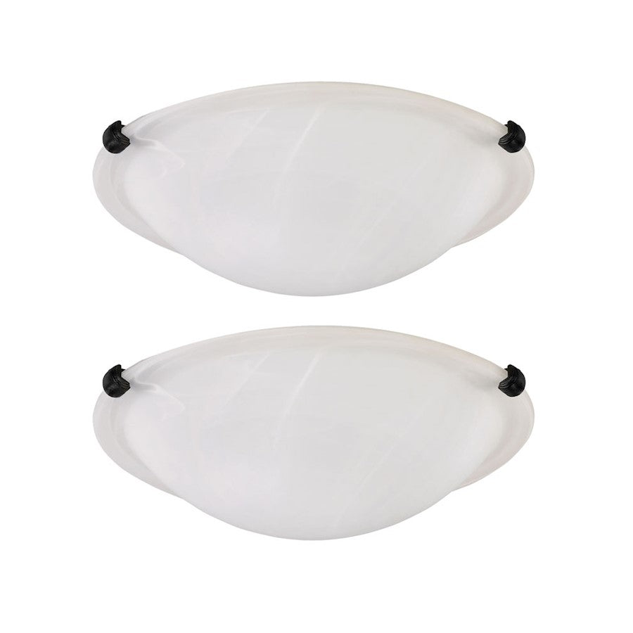 Canarm Clip 12in 2-Light Flush Mount Twinpack | Matte Black and Alabaster Glass | Hallway & Bedroom Ceiling Light | Model IFM1612TBK