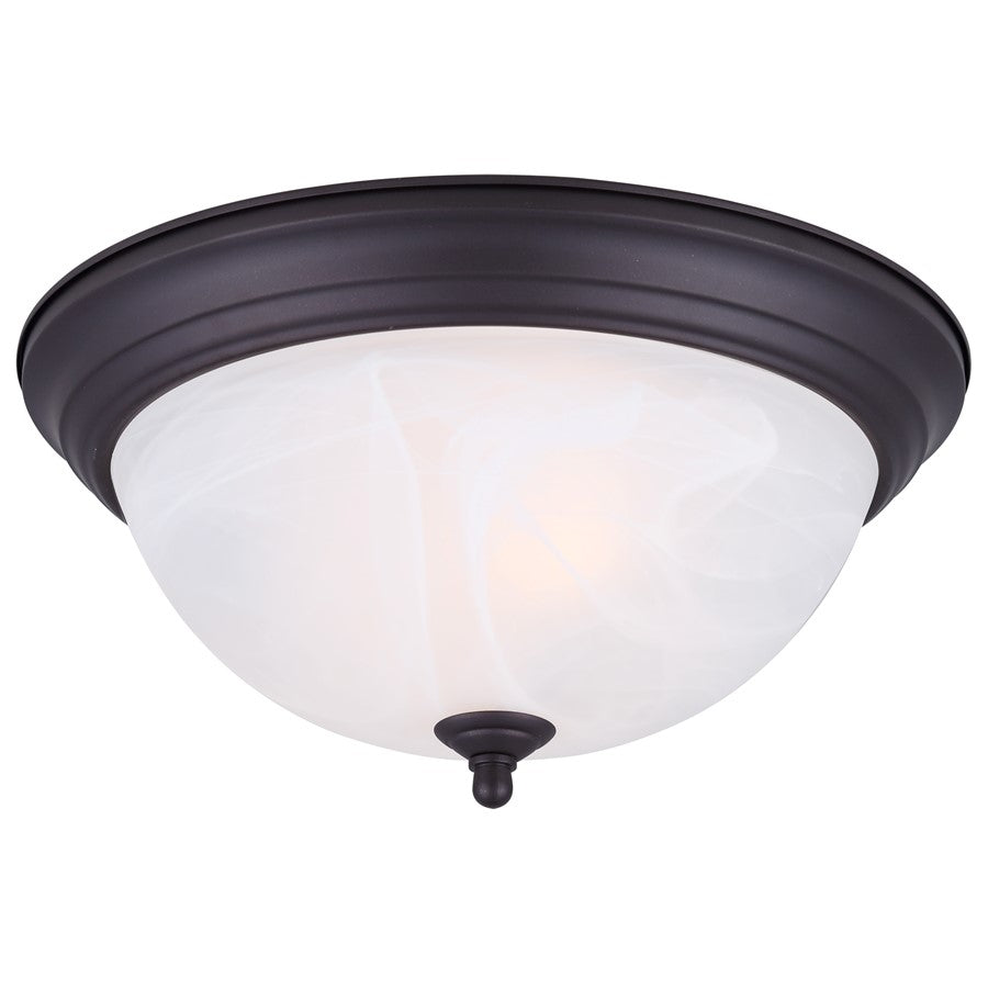 Canarm Madison 11in 2-Light Flush Mount | Traditional Oil Rubbed Bronze and Alabaster Glass | Hallway & Bedroom Ceiling Light | Model IFM41113
