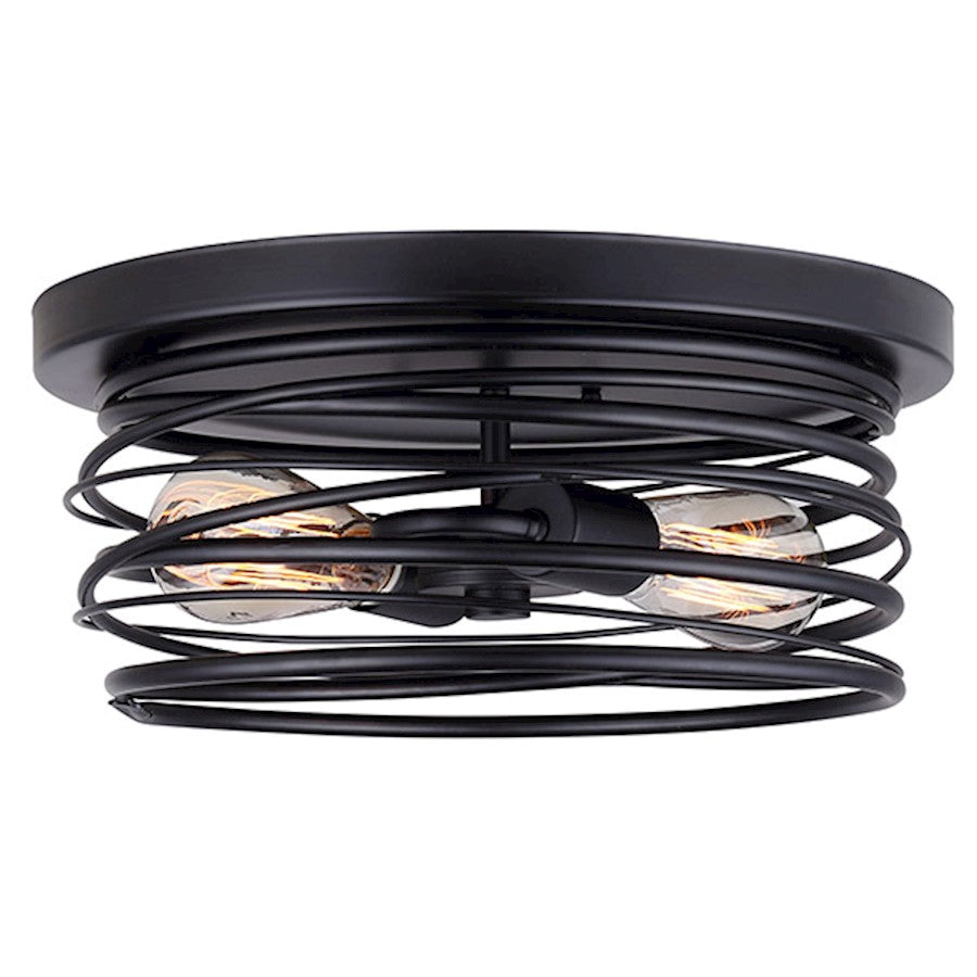 Canarm Ryland 14in 2-Light Flush Mount | Modern Black Metal | Hallway & Bedroom Ceiling Light | 14 x 14 x 6 in | Model IFM411B14BK