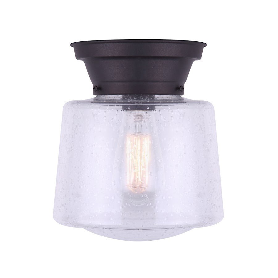 Canarm Boku 8in 1-Light Flush Mount | Warm Oil Rubbed Bronze and Seeded Glass | Hallway & Closet Ceiling Light | 8 x 8 x 9.25 in | Model IFM623A08ORB