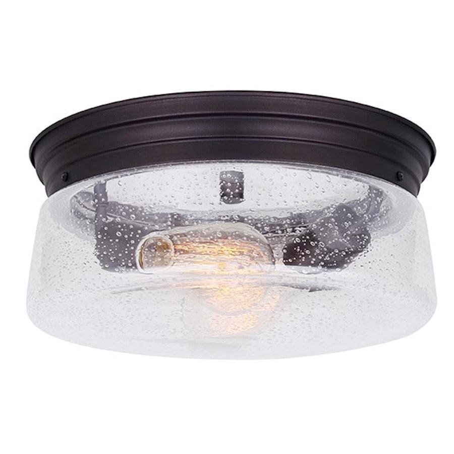 Canarm Mill 12in 2-Light Flush Mount | Warm Oil Rubbed Bronze and Seeded Glass | Hallway & Bedroom Ceiling Light | 12 x 12 x 6 in | Model IFM623A12ORB