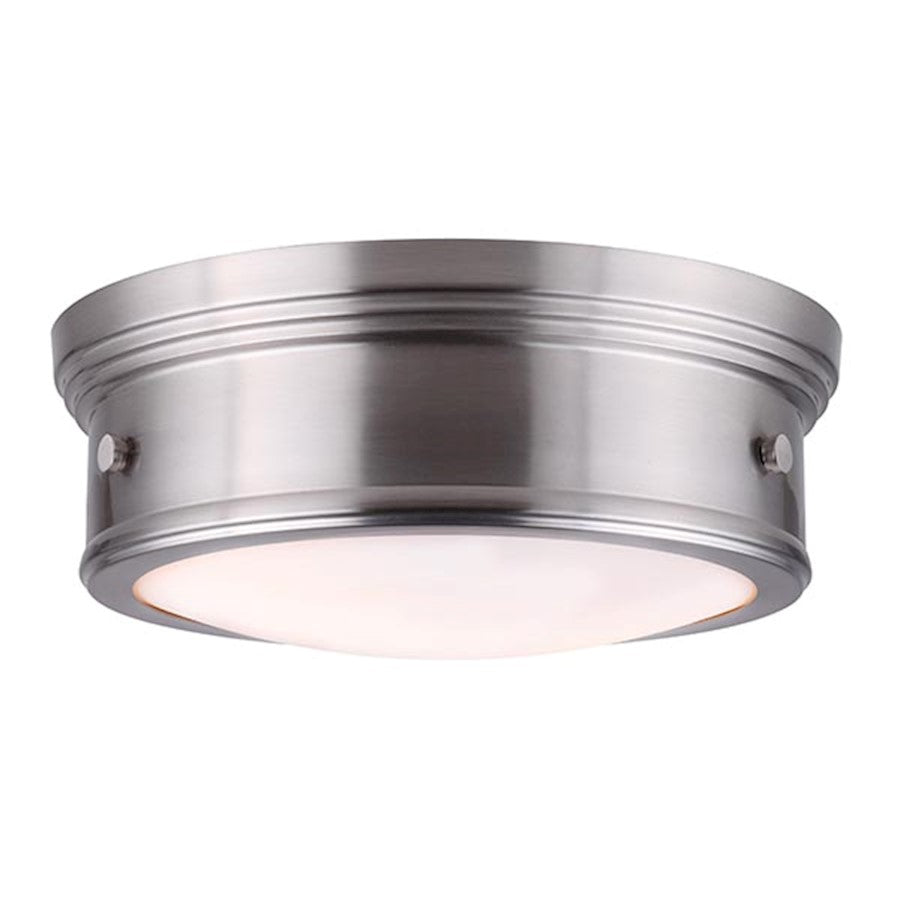 Canarm Boku 13in 2-Light Flush Mount | Modern Brushed Nickel and Glass Diffuser | Living Room & Bedroom Ceiling Light | Model IFM624A13BN