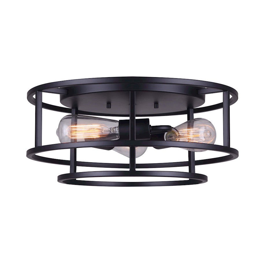 Canarm Luca 16in 3-Light Flush Mount | Modern Black Metal | Living Room & Bedroom | 15.75 x 15.75 x 7 in | Model IFM757A16BK