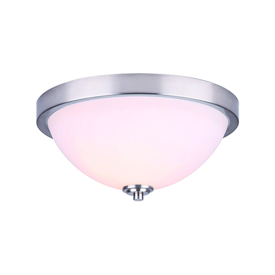 Canarm Noah 13in 2-Light Flush Mount | Brushed Nickel and Flat Opal Glass | Bedroom & Hallway Ceiling Light | 13 x 13 x 6 in | Model IFM765A13BN