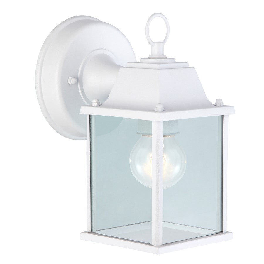 Canarm Madison 8in 1-Light Outdoor Lantern | White Metal and Clear Glass | Porch, Patio & Garden | 4.5 x 6 x 8.25 in | Model IOL311