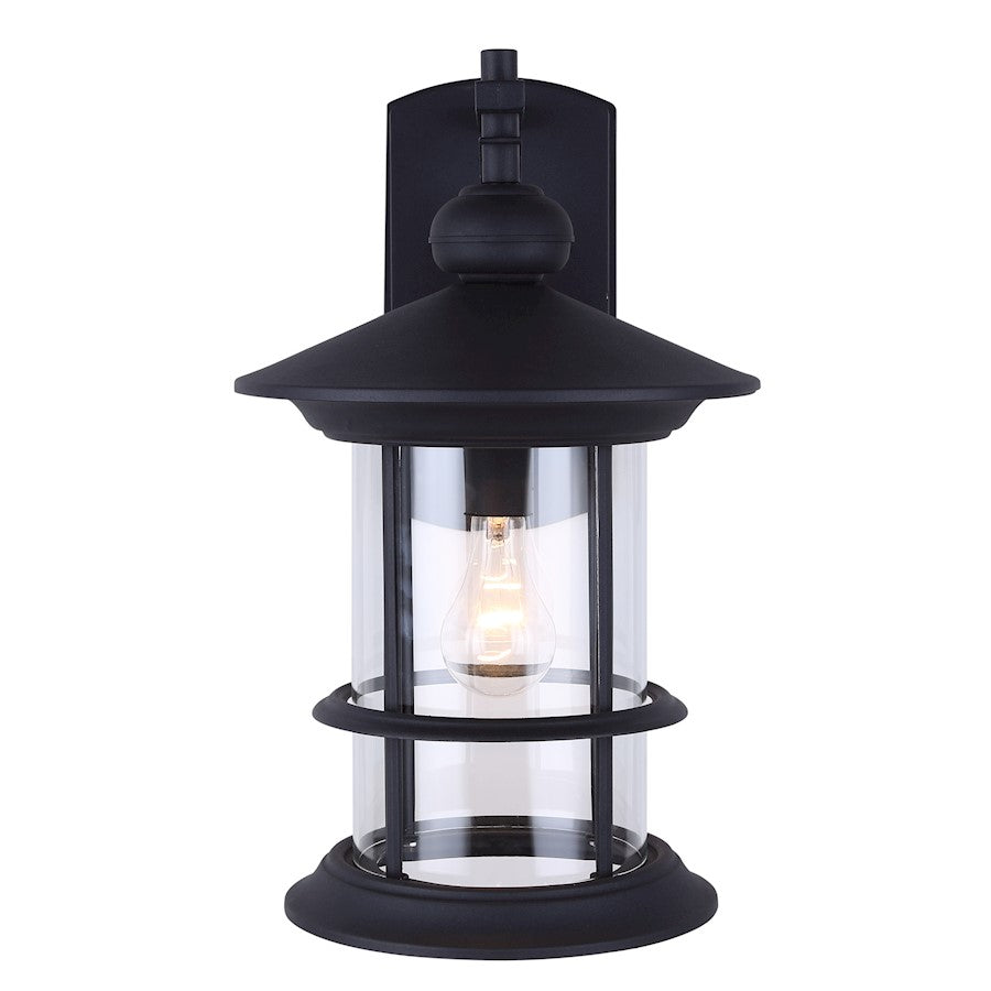 Canarm Treehouse 19in 1-Light Outdoor Wall Sconce | Black Metal and Clear Glass | Porch & Patio | 11.5 x 14.25 x 19 in | Model IOL314BK