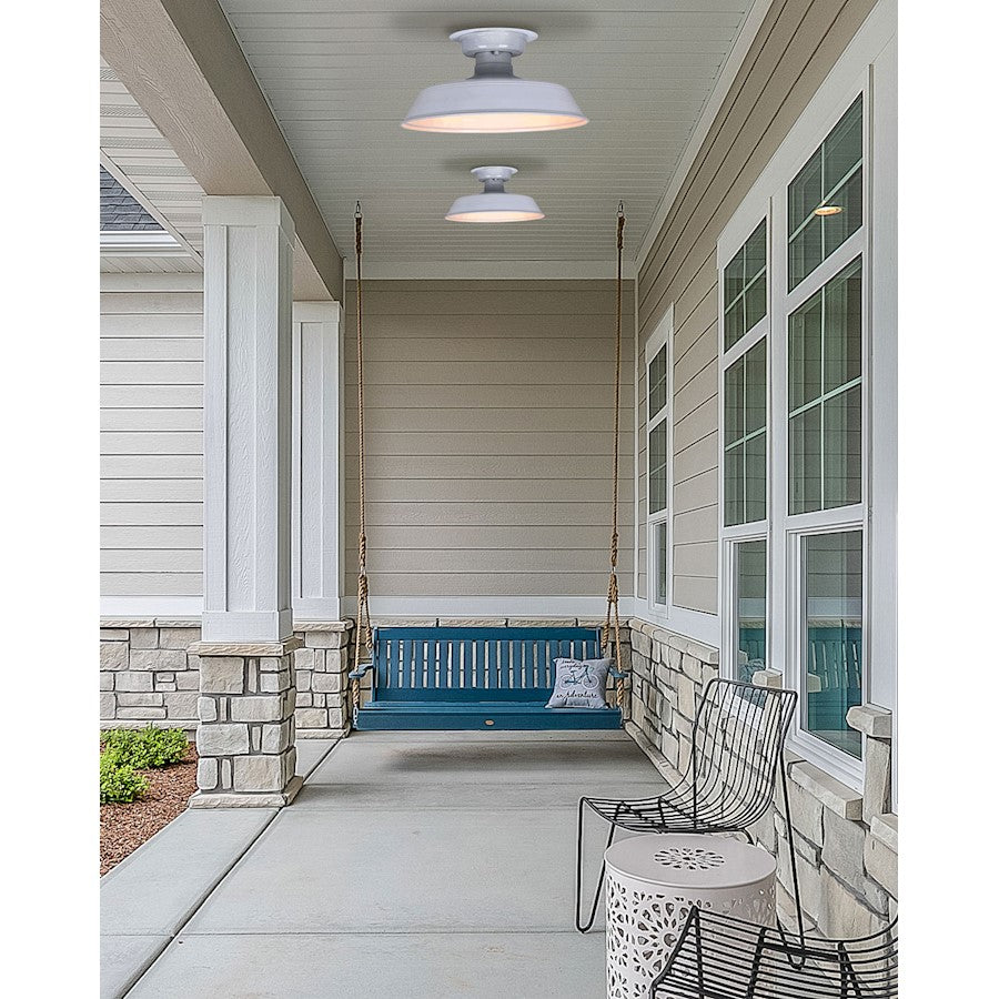 Canarm Rane 16in 1-Light Outdoor Flush Mount | Farmhouse Glossy White | Porch & Patio | 16 x 16 x 8 in | Model IOL519WH