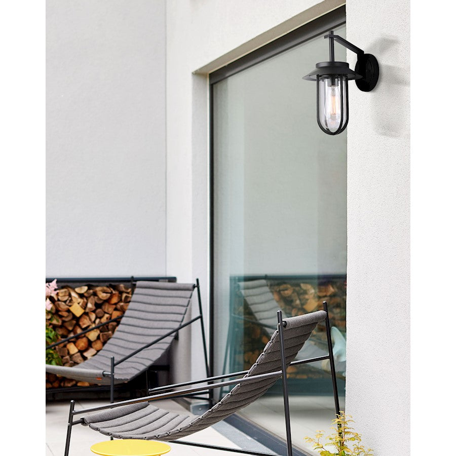 Canarm Navy 9in 1-Light Outdoor Down Light | Coastal Black and Clear Glass | Porch & Patio | 9.5 x 7.88 x 13.5 in | Model IOL531BK