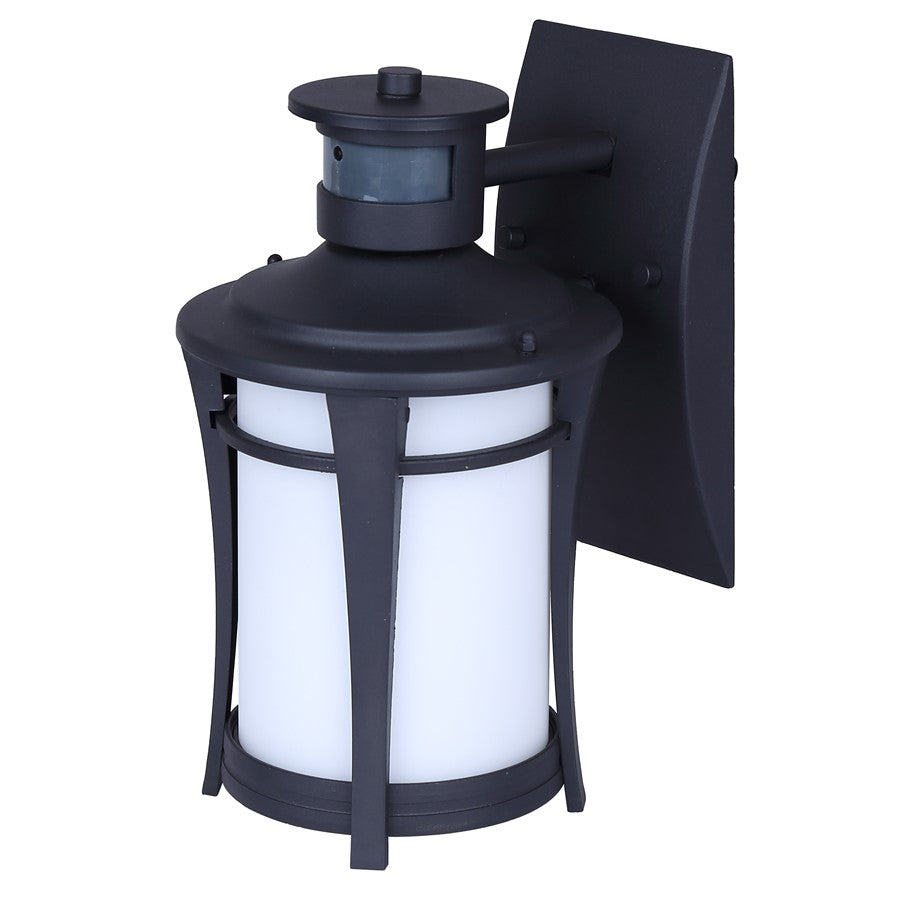 Canarm Casper 11in 1-Light Outdoor Lantern | Modern Black Metal and Flat Opal Glass | Entryway & Patio | 8 x 6.75 x 11.25 in | Model IOL716BK