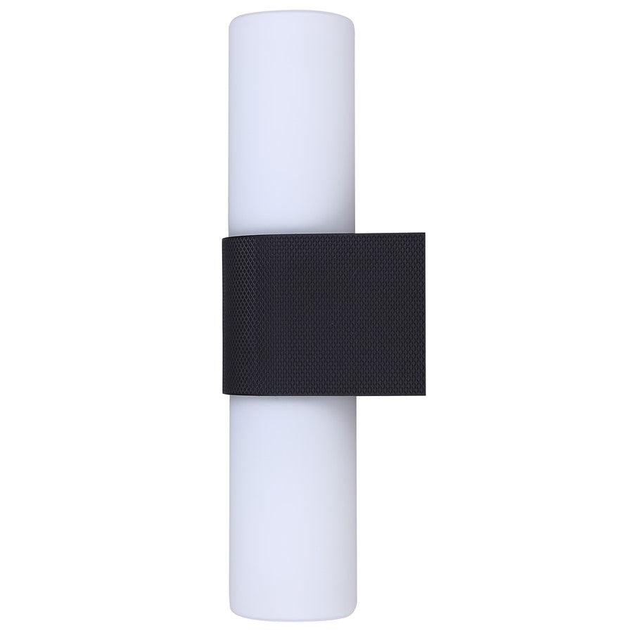Canarm June 4.37in 2-Light Outdoor Lantern | Modern Black Steel and Opal Glass | Patio & Entryway Up-Down Light | Model IOL728BK
