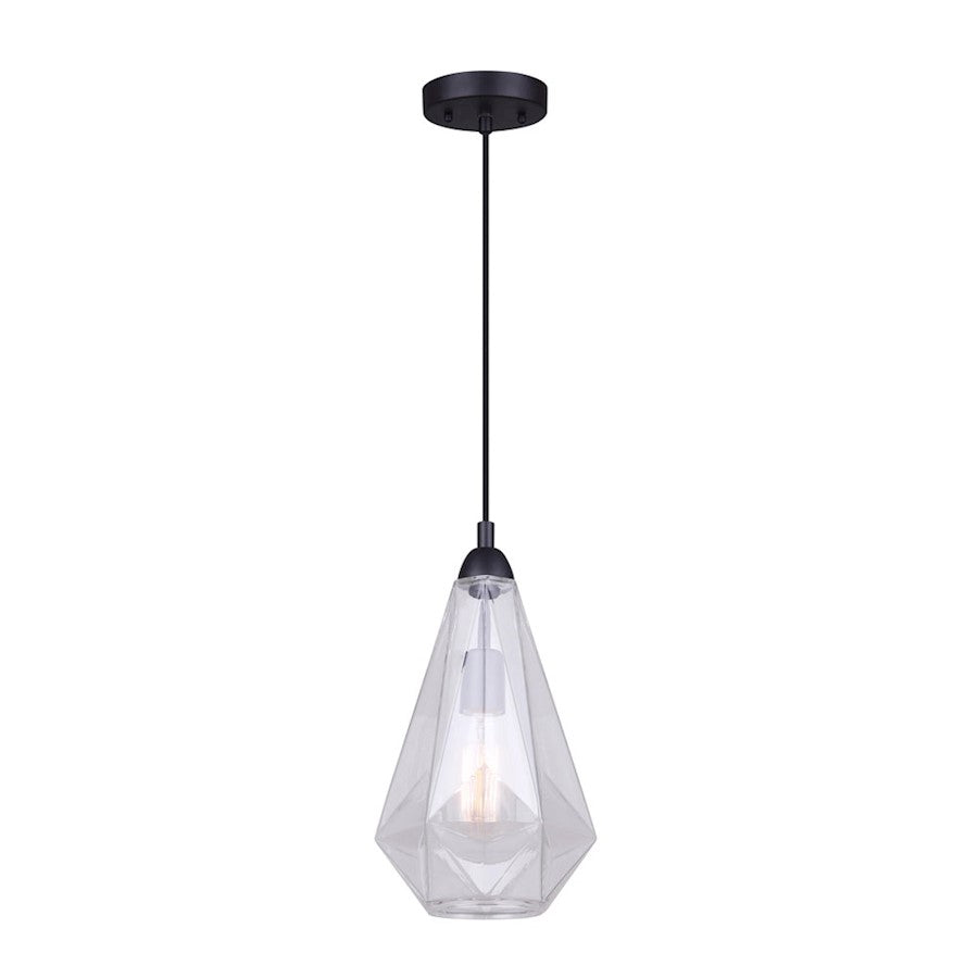Canarm Dune 16in 1-Light Pendant | Minimalist Black Metal | Kitchen Island & Dining Room | 8 x 8 x 16 in | Model IPL1006A01BK