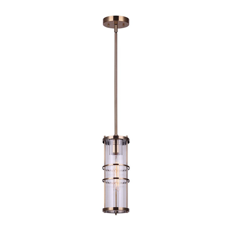 Canarm Lynah 5in 1-Light Pendant | Modern Gold Metal | Kitchen Island & Dining Room | 5 x 5 x 14 in | Model IPL1018A01GD