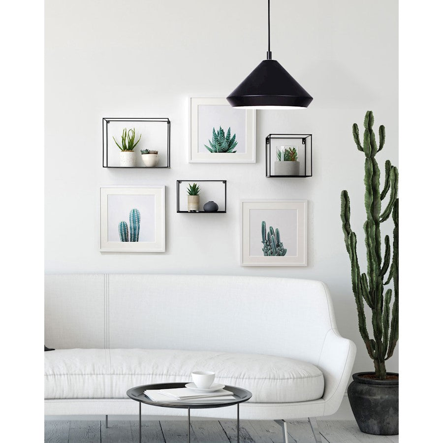 Canarm Byck 12.75in 1-Light Pendant | Mid-Century Matte Black Metal | Kitchen Island & Entryway | 12.75 x 9.5 in Shade | Model IPL1020A13BK