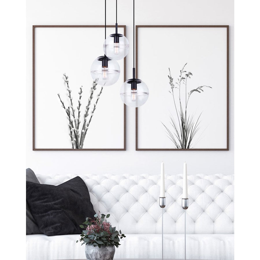 Canarm Neo 20in 3-Light Cord Pendant | Matte Black and Glass | Entryway & Kitchen Nook | 20 x 20 x 22251 in | Model IPL1051A03BK