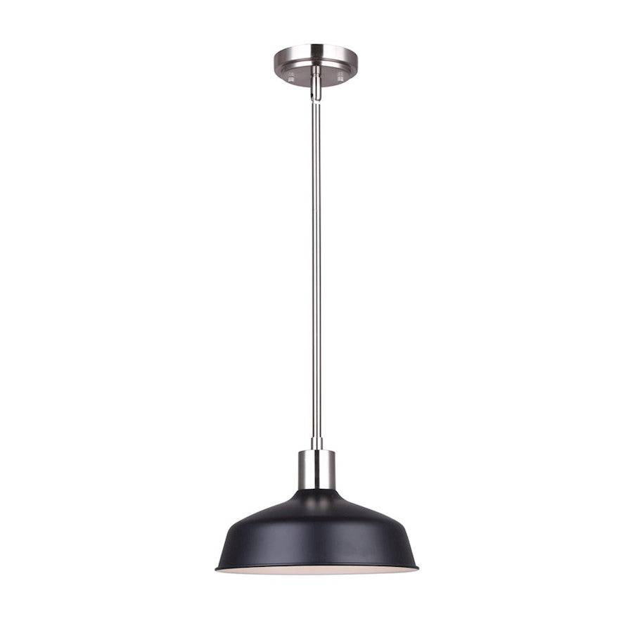 Canarm Bello 10in 1-Light Pendant | Brushed Nickel and Matte Black Metal | Kitchen Island & Dining Room | 10.25 x 9.5 x 57.5 in | Model IPL1055A01BKN