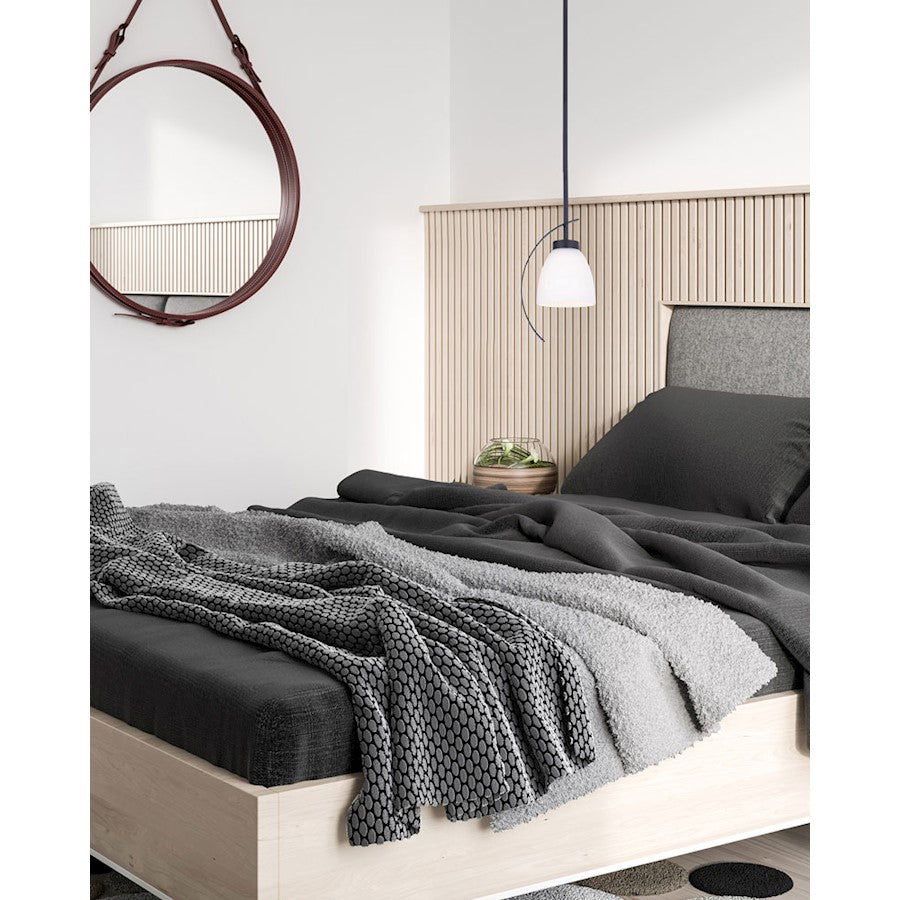 Canarm Mack 6in 1-Light Pendant | Matte Black Metal and Opal Glass | Entryway & Kitchen | 6.38 x 14-62 in | Model IPL1077A01BK6