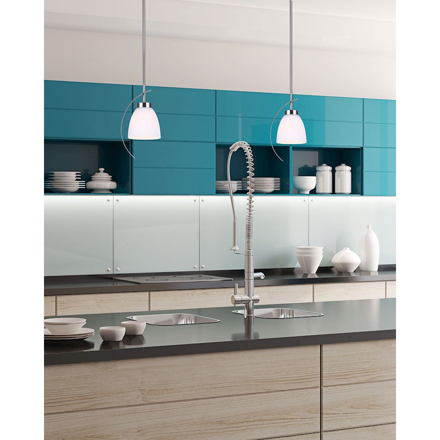 Canarm Mack 16in 1-Light Pendant | Brushed Nickel Metal and Opal Glass | Entryway & Kitchen | 16.5-64.5 x 12.75 in | Model IPL1077A01BN