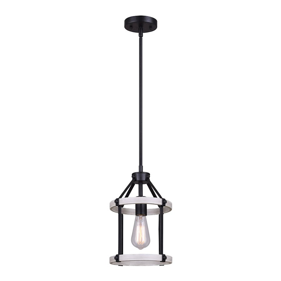 Canarm Joelle 1-Light Pendant | Matte Black and Brushed Grey Metal | Kitchen Island & Dining Room | 9 x 64 in | Model IPL1094A01BBG