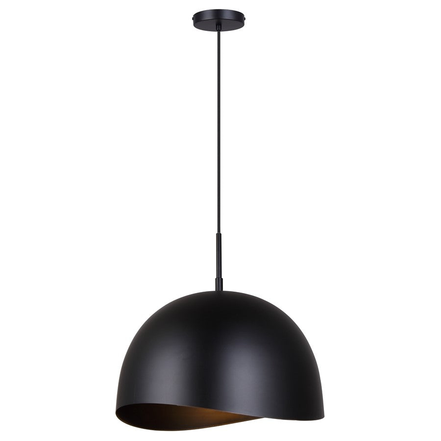 Canarm Henlee 15.75in 1-Light Pendant | Matte Black Metal | Kitchen Island & Dining Room | 15.75 x 15.75 x 17 in, Adjustable | Model IPL1122A01BK16