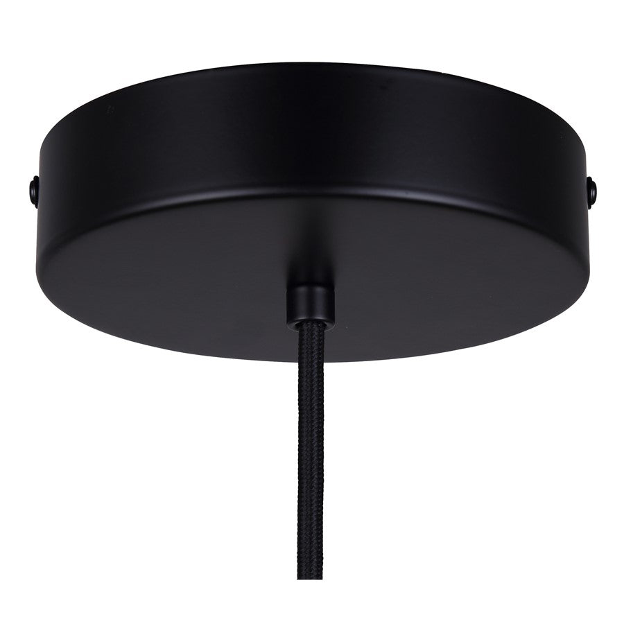 Canarm Daylon 12in 1-Light Pendant | Mid-Century Matte Black and Opal Glass | Kitchen Island & Dining Room | Model IPL1150A01BK