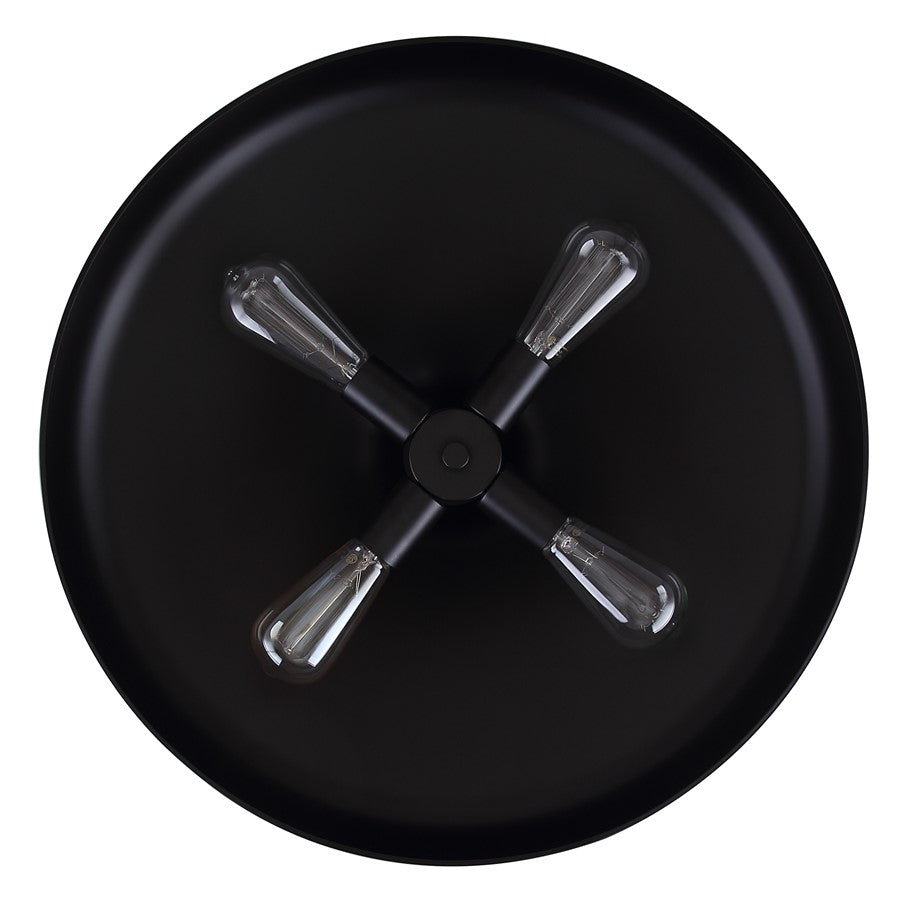 Canarm Holland 22in 4-Light Pendant | Industrial Matte Black Metal Dome | Kitchen Island & Dining Room | 22 x 22 x 13 in | Model IPL1203A04BK22