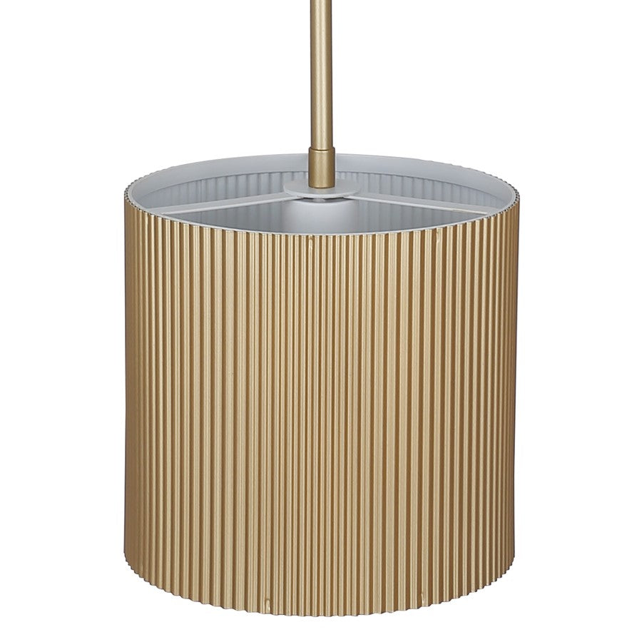 Canarm Scarlett 8in 1-Light Pendant | Brushed Gold Ribbed Steel | Kitchen & Dining Room | 8 x 8 x 11-59 in | Model IPL1208A01PGD