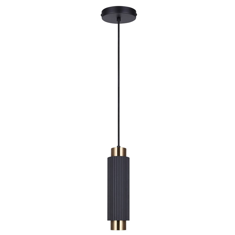 Canarm Cohen 4.75in 1-Light Pendant | Modern Matte Black and Gold Steel | Kitchen Island & Dining Room | 4.75 x 4.75 x 13.5 in | Model IPL1231A01BKG10