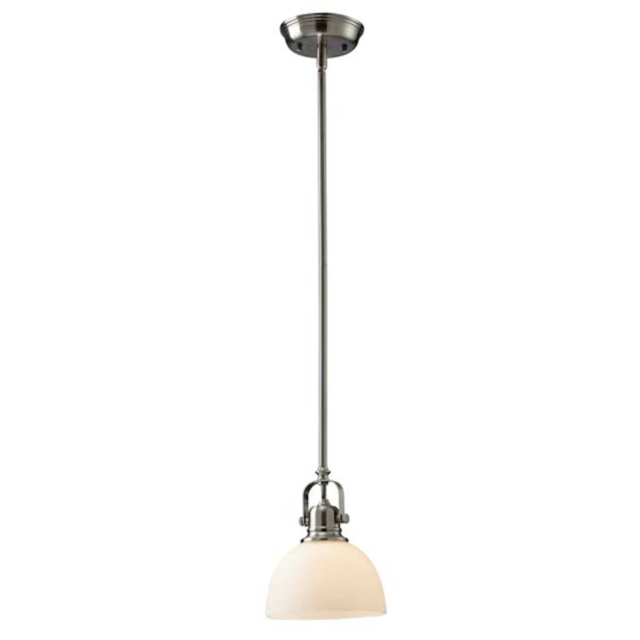 Canarm Rowan 7in 1-Light Rod Pendant | Brushed Nickel and White Opal Glass | Kitchen Island & Dining Room | 7 x 7 x 11.25-59.25 in | Model IPL177B01BN