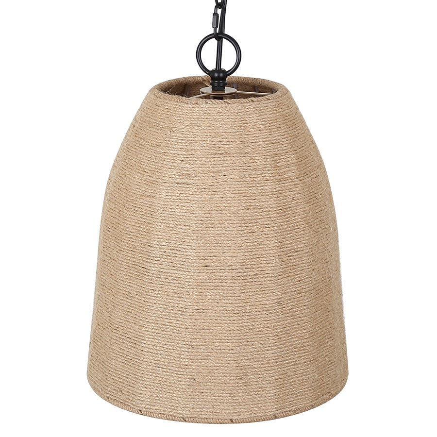 Canarm Malmo 12in 1-Light Pendant | Boho Matte Black and Natural Rope Shade | Bedroom & Dining Room | 12 x 12 x 16 in | Model IPL2113B01BKR