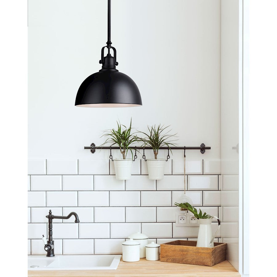 Canarm Polo 9in 1-Light Pendant | Matte Black Steel | Entryway & Kitchen Island | 9 x 9 x 59.75 in | Model IPL222B01BK