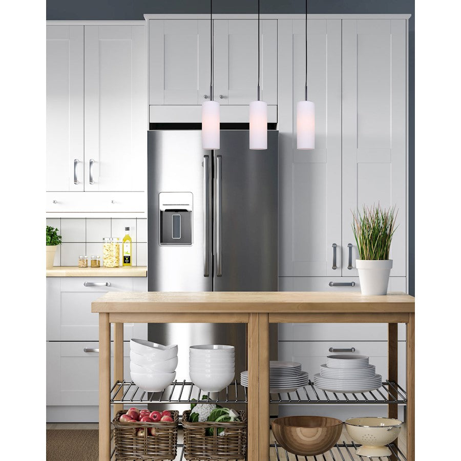 Canarm Toni 4.75in 1-Light Pendant | Modern Matte Black and Opal Glass | Kitchen Island & Entryway | 4.75 x 4.75 x 63 in | Model IPL379A01BK