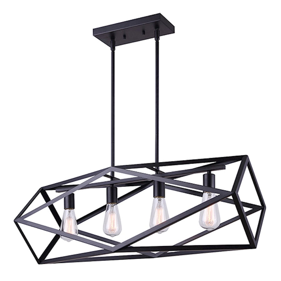 Canarm Skar 31.5in 4-Light Pendant | Modern Matte Black and Metal | Kitchen Island & Dining Room | 31.5 x 10.75 x 14.25-62.25 in | Model IPL379B04BK32