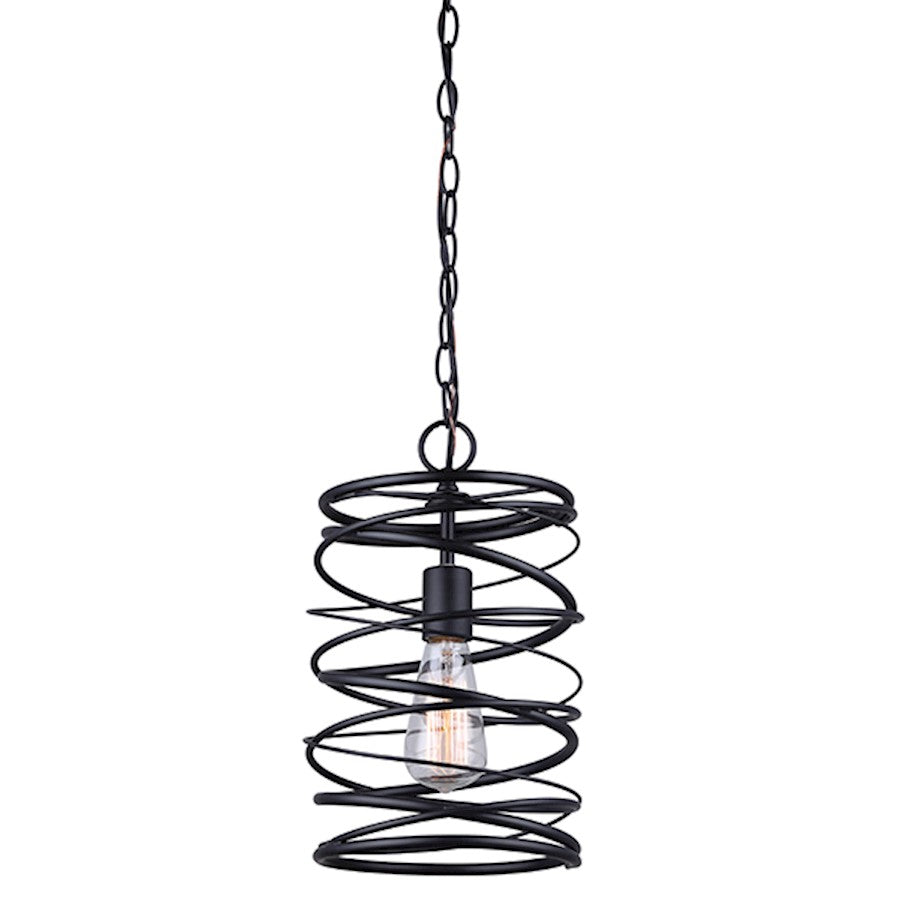 Canarm Ryland 8in 1-Light Pendant | Modern Black Finish | Kitchen Island & Dining Room | 8 x 14 in | Model IPL411B01BK