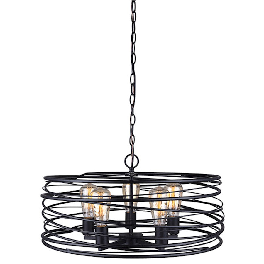 Canarm Ryland 22in 5-Light Pendant | Black Metal | Kitchen Island & Dining Room | 22 x 11 in | Model IPL411B05BK22