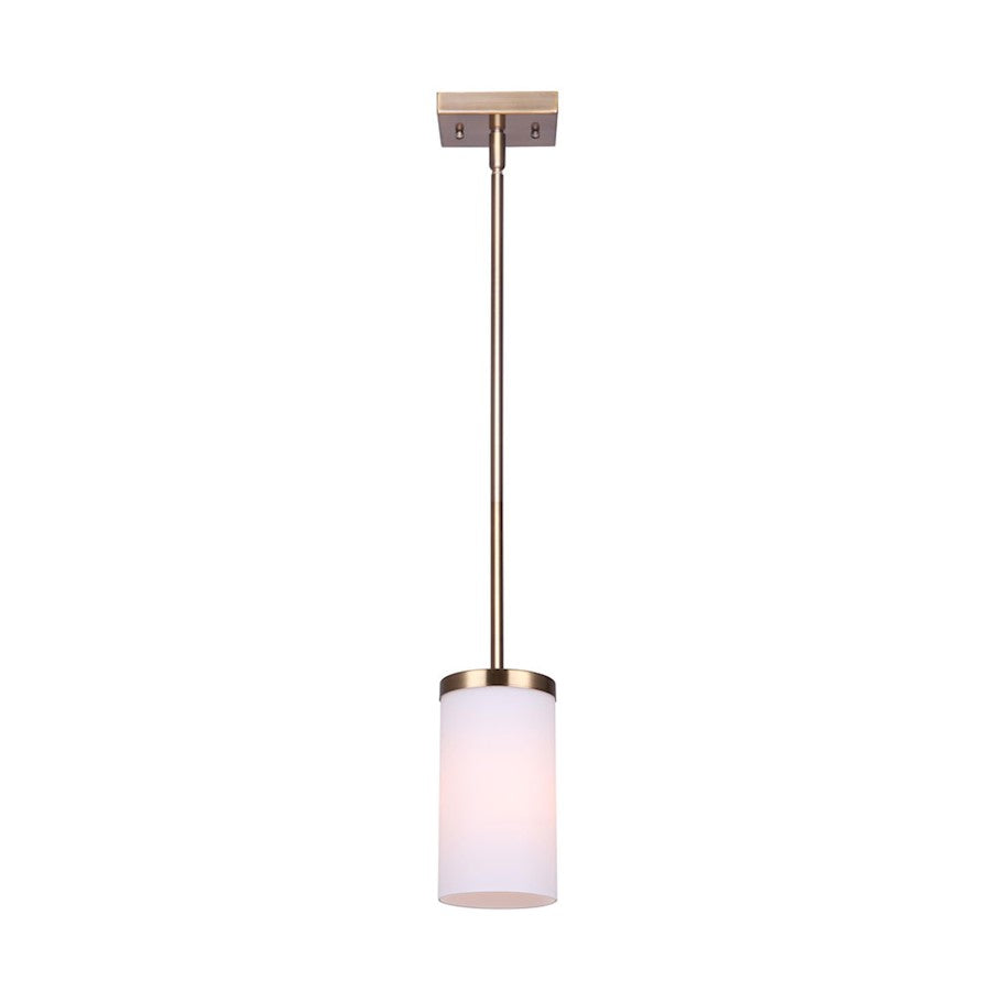 Canarm River 1-Light Pendant | Gold and Flat Opal Glass | Kitchen Island & Dining Room | 4 x 16 in | Model IPL578A01GD