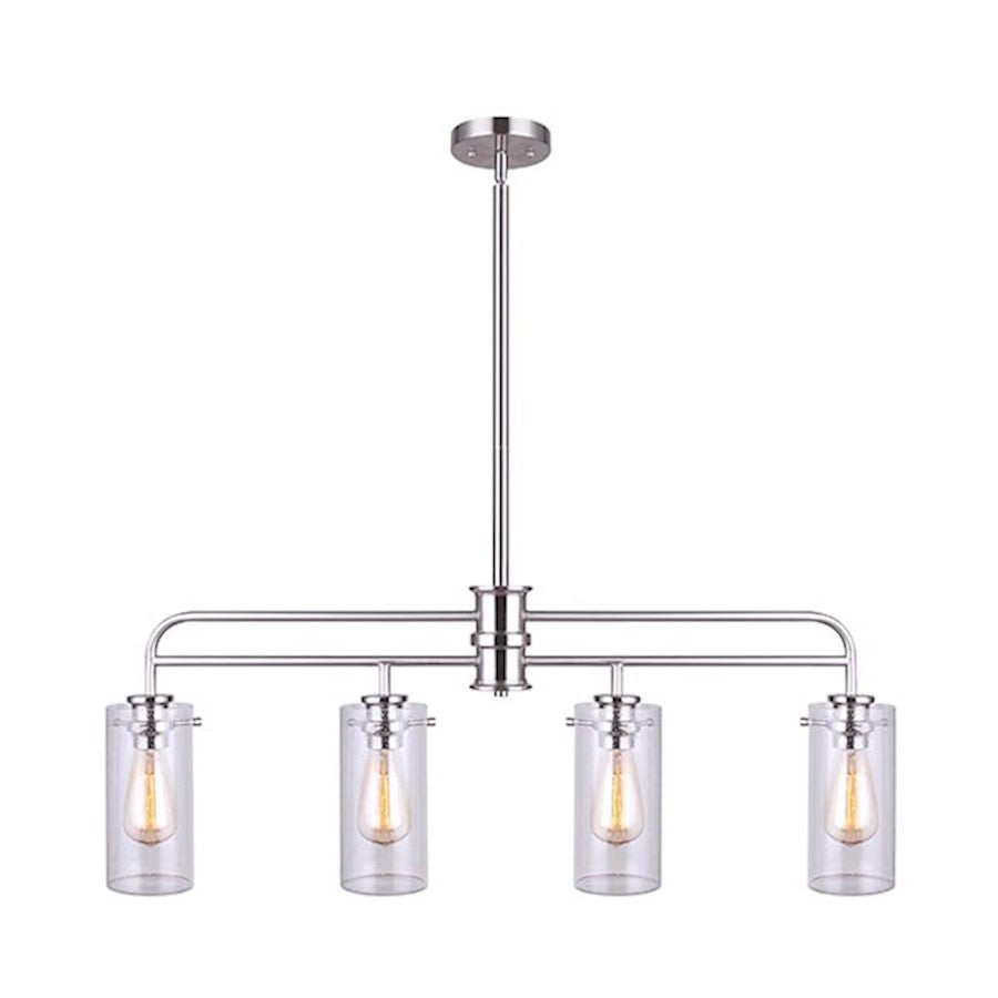 Canarm Greer 36in 4-Light Pendant | Industrial Brushed Nickel Metal | Kitchen Island & Dining Room | 36 x 5 x 22 in, Adjustable | Model IPL679A04BN