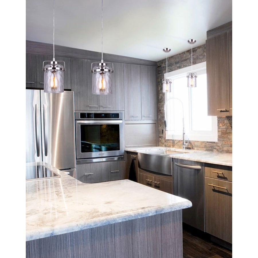 Canarm Arden 5.5in 1-Light Pendant | Brushed Nickel and Clear Glass | Dining Room & Entryway | 5.5 x 58 in | Model IPL707A01BN